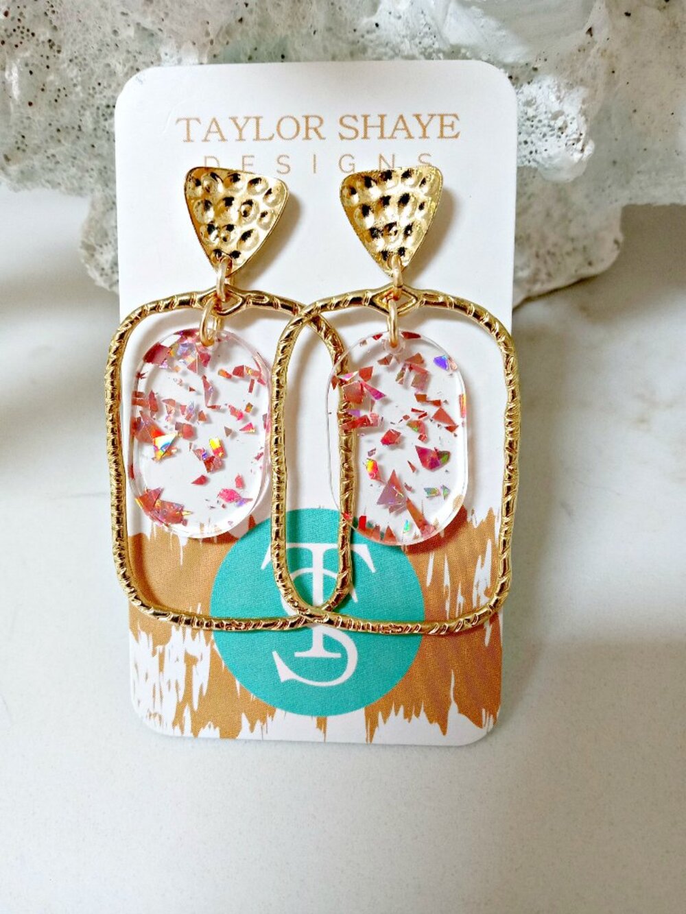 NEW! TAYLOR SHAYE CONFETTI DANGLE HOOP EARRINGS